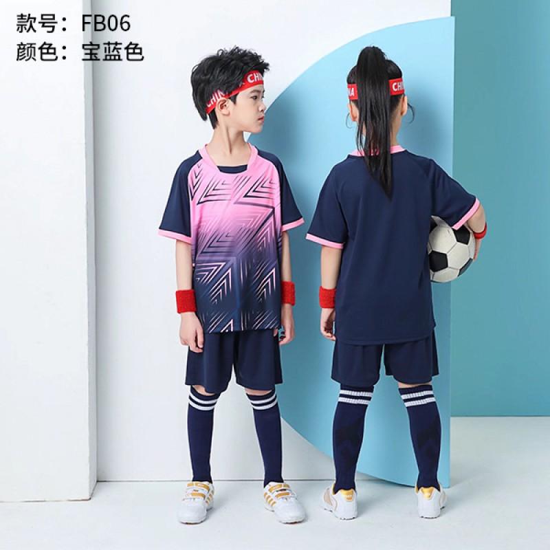 Kids Soccer Uniform Set Gradient Print Performance Jersey Short Sleeve Kit Training Match