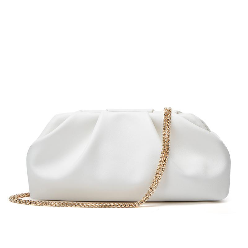 

Плиссированная сумка-облако женская новая серебристая портативная маленькая квадратная сумка элегантная универсальная цепочка сумка-мессенджер 28*3*13CM белый