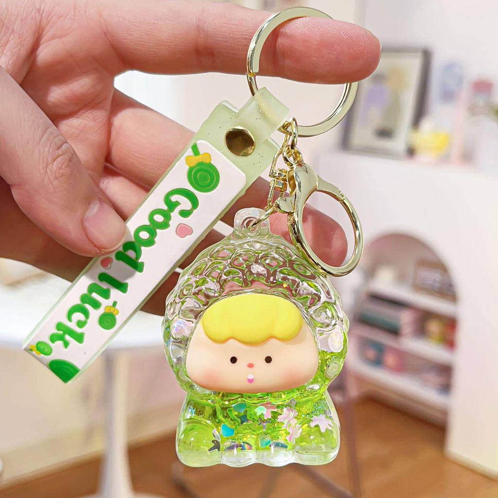 Douyin Blinking Fruit Charms Acrylic Keychain - Cute Oil-Filled Pendant Gift Ornament