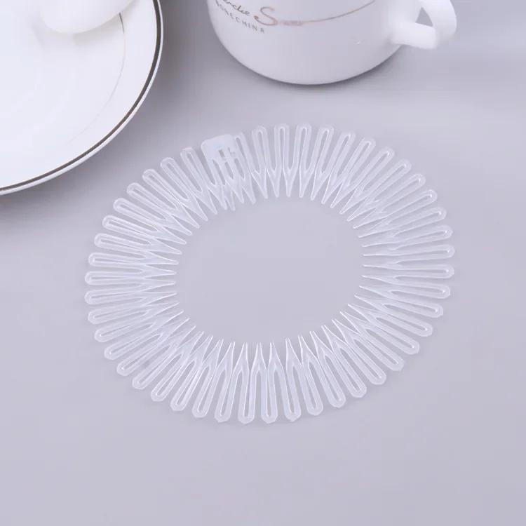 Plastic Full Circle Headbands Hair Hoop Band Clips Hairband Stretch Flexible Comb Teeth Face Wash Fixed Fashion Hair Accessories