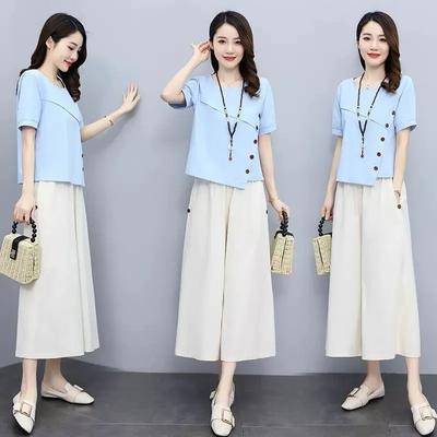 Set for Women's Summer New Style Loose Casual Simple Temperament Comfortable Student Short Sleeve Two-piece Set