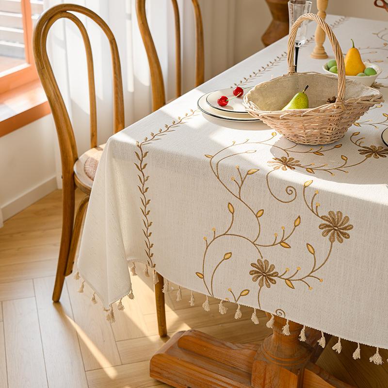 Modern Minimalist Waterproof Linen Tablecloth Rectangle Coffee Desk Table Cover White Fresh Style