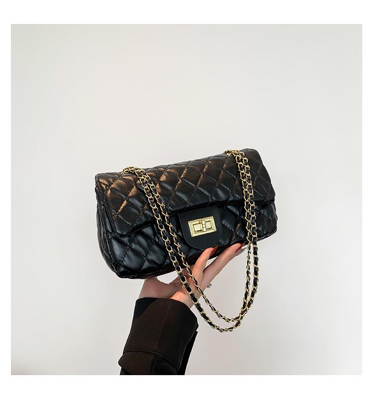 2024 Módní Argyle Vyšívaná Texturovaná Dámská Crossbody & Taška přes rameno - Velká kapacita, Ručně vyráběný řetízkový design