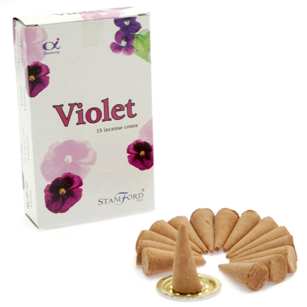 Violet Incense Cones 15 Pack With Holder Stamford