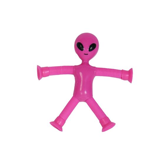 Cartoon Aliens Telescopic Tube Toy with Suction Cup Stress Relief Bendable
