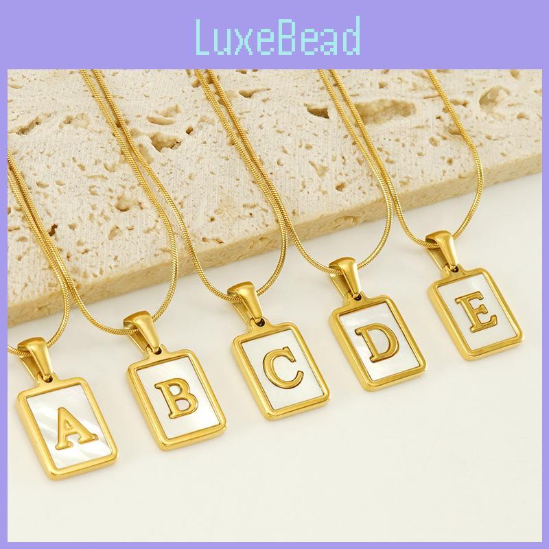 Stainless Steel Snake Chain Alphabet Necklace For Women European And American Style 18k Gold Square Shell Pendant Ins Fashion Characters)