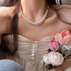 Pearl Necklace Women's Ins Wind Vintage Magnetic Buckle Beaded Collarbone Chain Explosion
