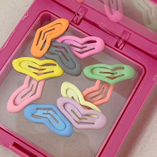 10Pcs Girl Hairpins Macaron Color Star Bone Heart Shape No Sharp Edges Secure Hold Hair Pins with Storage Box