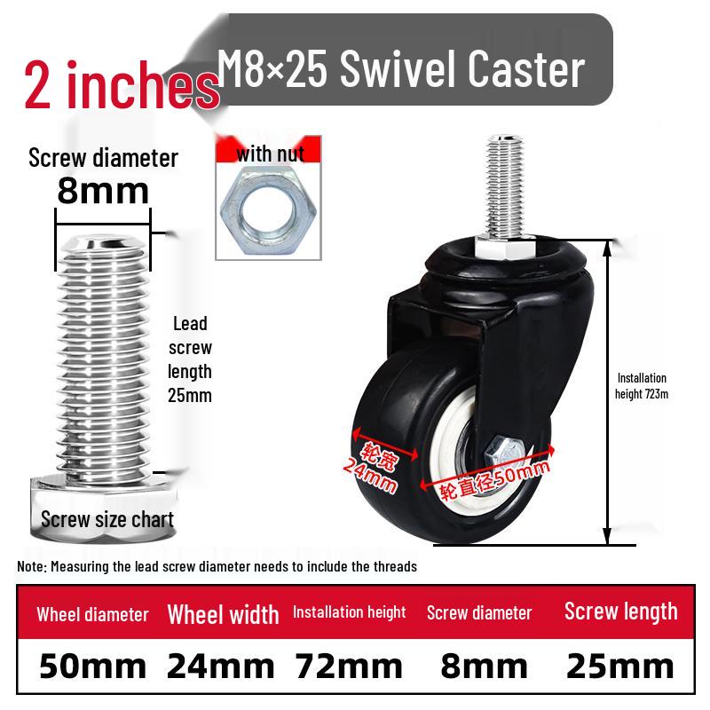 Silent Swivel Casters with Inch Threaded Rod & Double Bearings