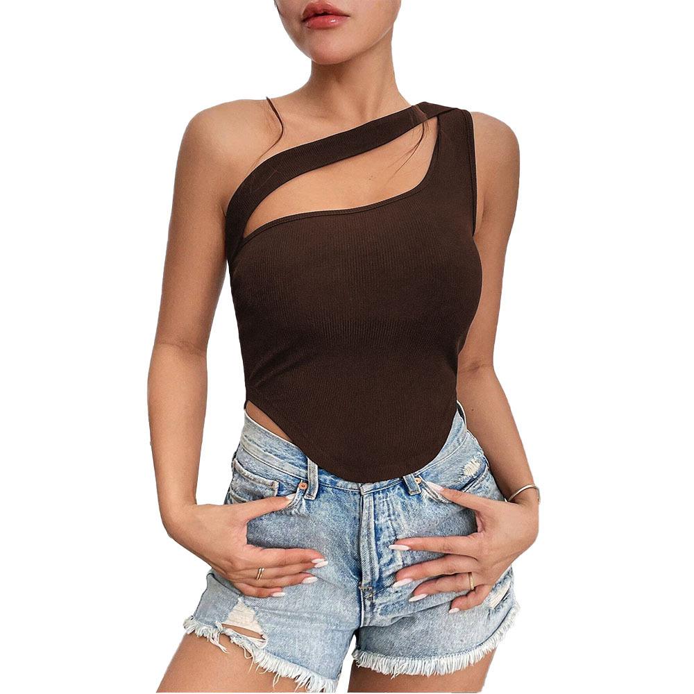 

Новый летний повседневный темпераментный облегающий сексуальный жилет футболка без рукавов подтяжки универсальный топ без бретелек для женщин XL коричневый