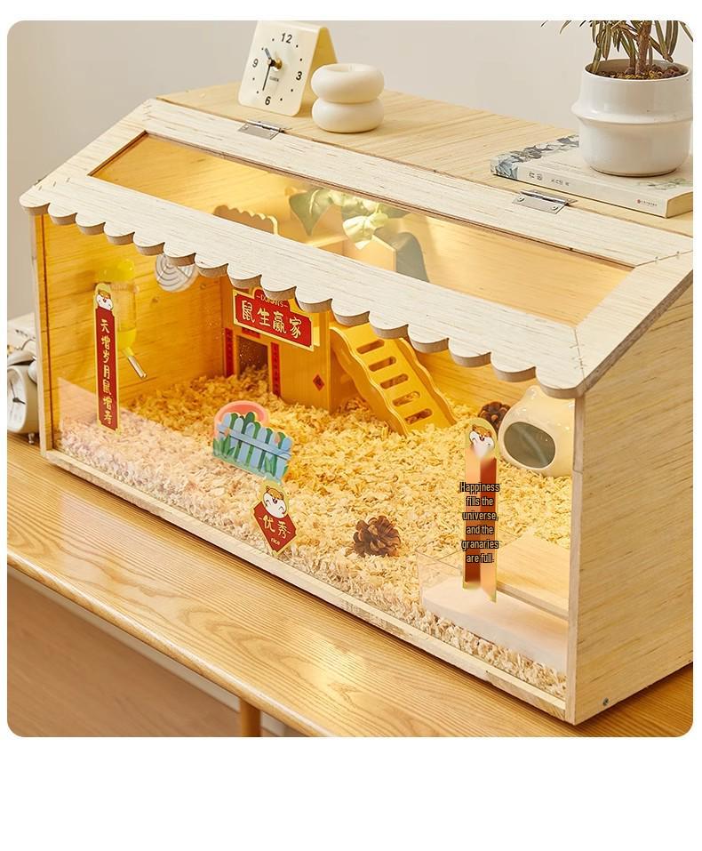 Set de Villa de Lujo para Hámster: Jaula, Nido, Caja de Cría y Escondite para Hámsteres Dorados