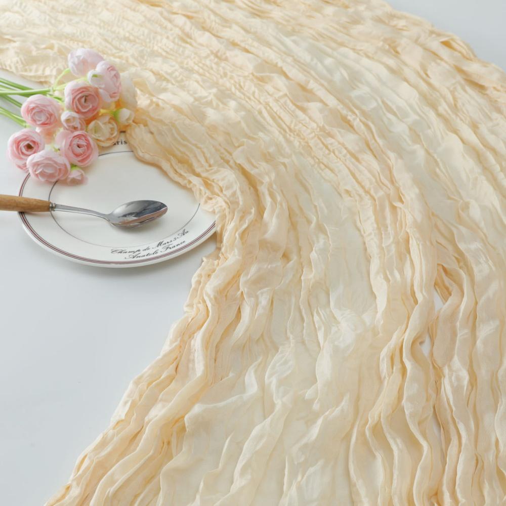 

1PC Wedding Pink Gauze Table Runner Semi-Sheer Cheesecloth Table Setting Dining Party Christmas Banquets Arches Cake Decor 90X180cm