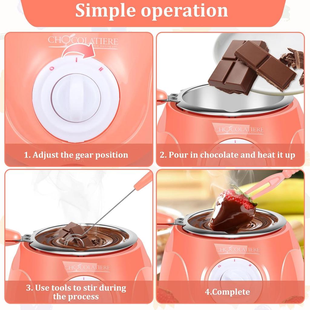 Chocolate Melting Pot, 8.45 Oz Electric Chocolate Melter, 2-Speed Adjustable Temperature Chocolate Tempering Machine, Easy to Use Chocolate Warmer