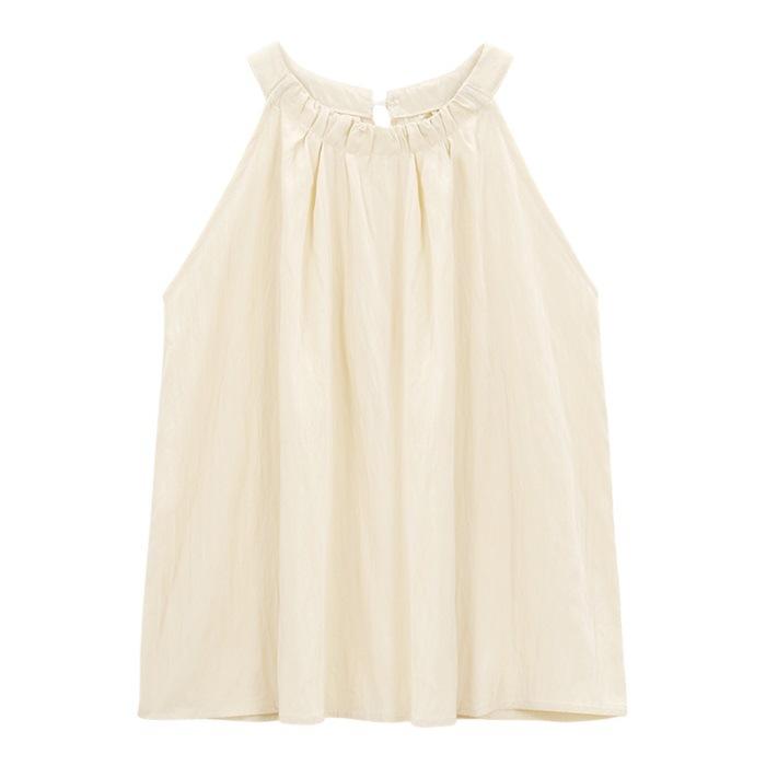 

Gentle wind sweet neck sleeveless shirt women s spring new off-the-shoulder age-reducing foreign style loose vest top S