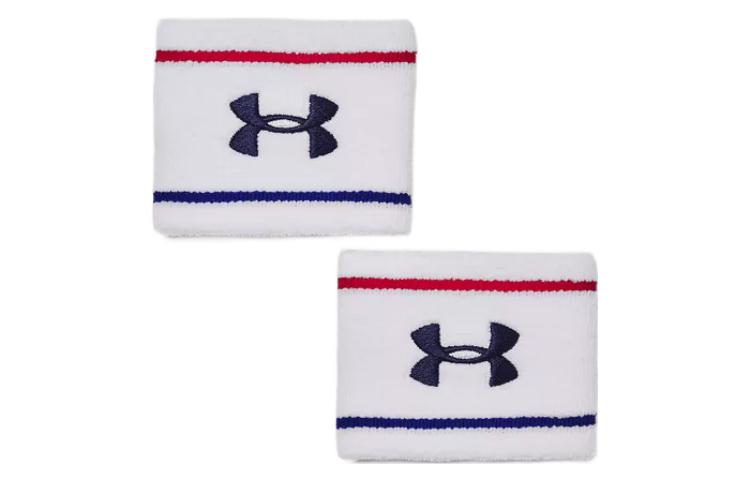 Напульсник Under Armour со полосками, унисекс, белый, 2 шт., 1373119-100 F