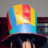 Vintage Platt Topp Clownhatt för Män Tjock Vintage Julfest Showhatt