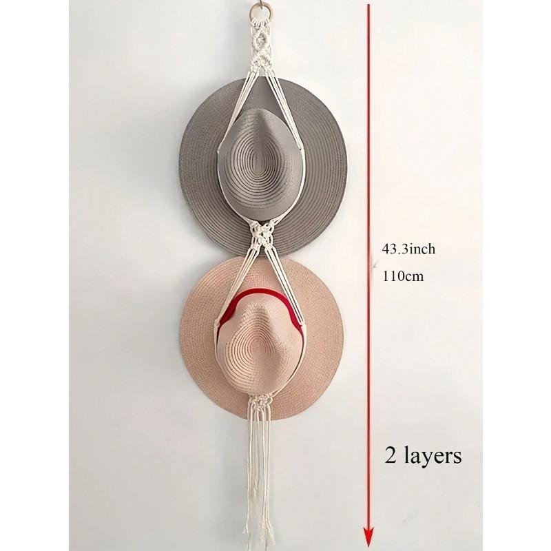 Boho Hat Hanger Cowboy Hat Rack With Tassel Modern Cap Display Hanging Organizer Hand Woven Baseball