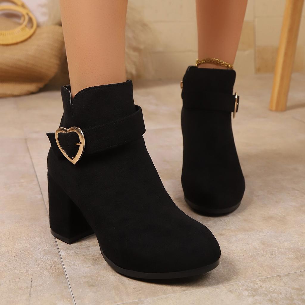 Damen Stiefeletten mit Blockabsatz Frühling/Herbst Mode Einfarbig Seitenreißverschluss Hohe Absätze Sexy Elegant Stilvoll Kurze Stiefel