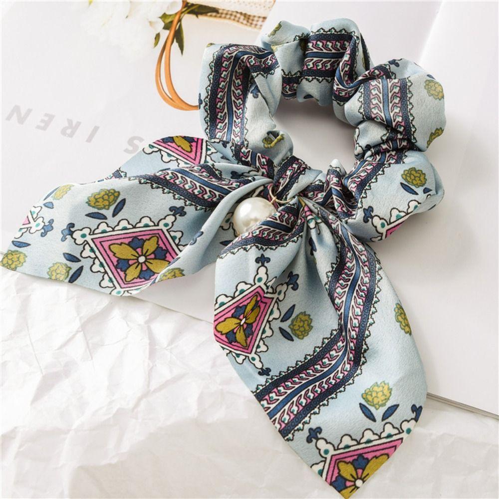 Bowknot Hair Tie Chiffon Pearl Headwear Fashion Hair Accessories