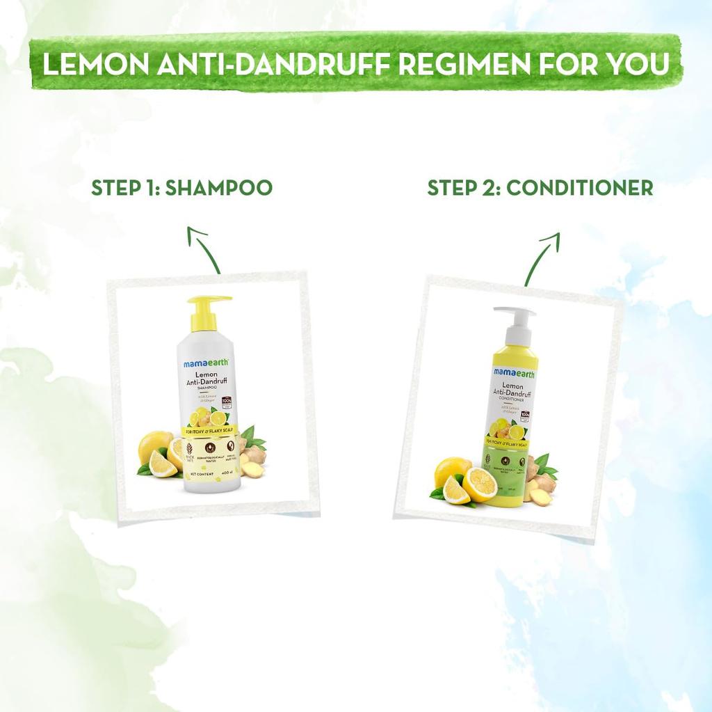 Mamaearth Lemon Ginger Anti Dandruff Shampoo For Itchy Scalp – Soothes Flakes & Irritation – Safe For Men & Women – 400ml