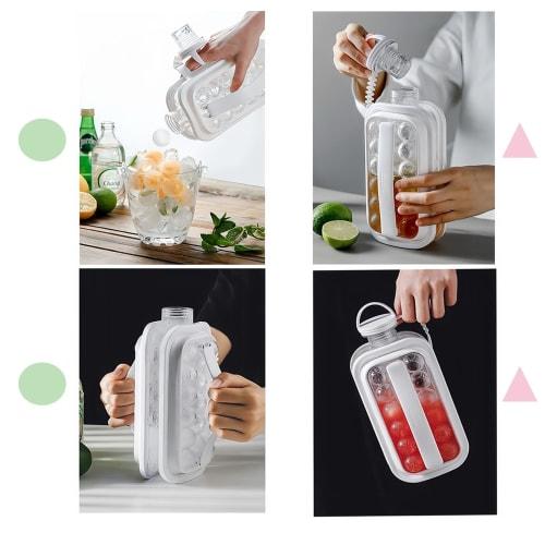 CBVRUKJ Foldable Ice Ball Maker, 2-in-1 Portable Kettle with Round Ice Trays, 17-Grid Large Capacity, Convenient and Leak-Proof for Home and Outdoor U