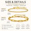 316L Stainless Steel Bracelet 2PCS, Golden Layered Chain Adjustable Stackable Jewelry, Women Summer Vacation Gift