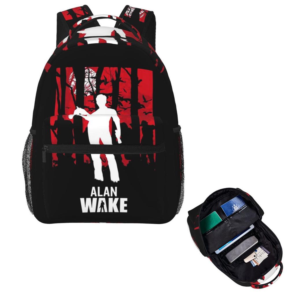 Alan Wake Zaino da Studente per Gioco Zaino Scolastico Zaino da Giorno per Escursionismo Viaggio per Ragazzi Ragazze Zaino alla Moda Borse a Spalla
