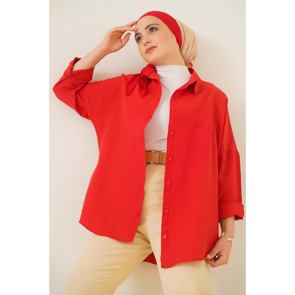 103901 Übergroßes Basic Hijab-Shirt - Creme