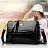 Crocodile Pattern Glossy Small Square Bag Women's Shoulder Messenger Bag
