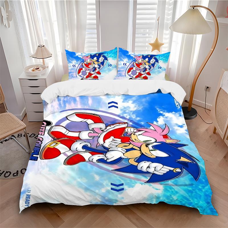 Sonic Amy Adventure Printed 3pcs Bedding Set Soft Microfiber 1 Duvet Cover And 2 Pillowcases Home Bedroom Decor Xmas Gift K1477