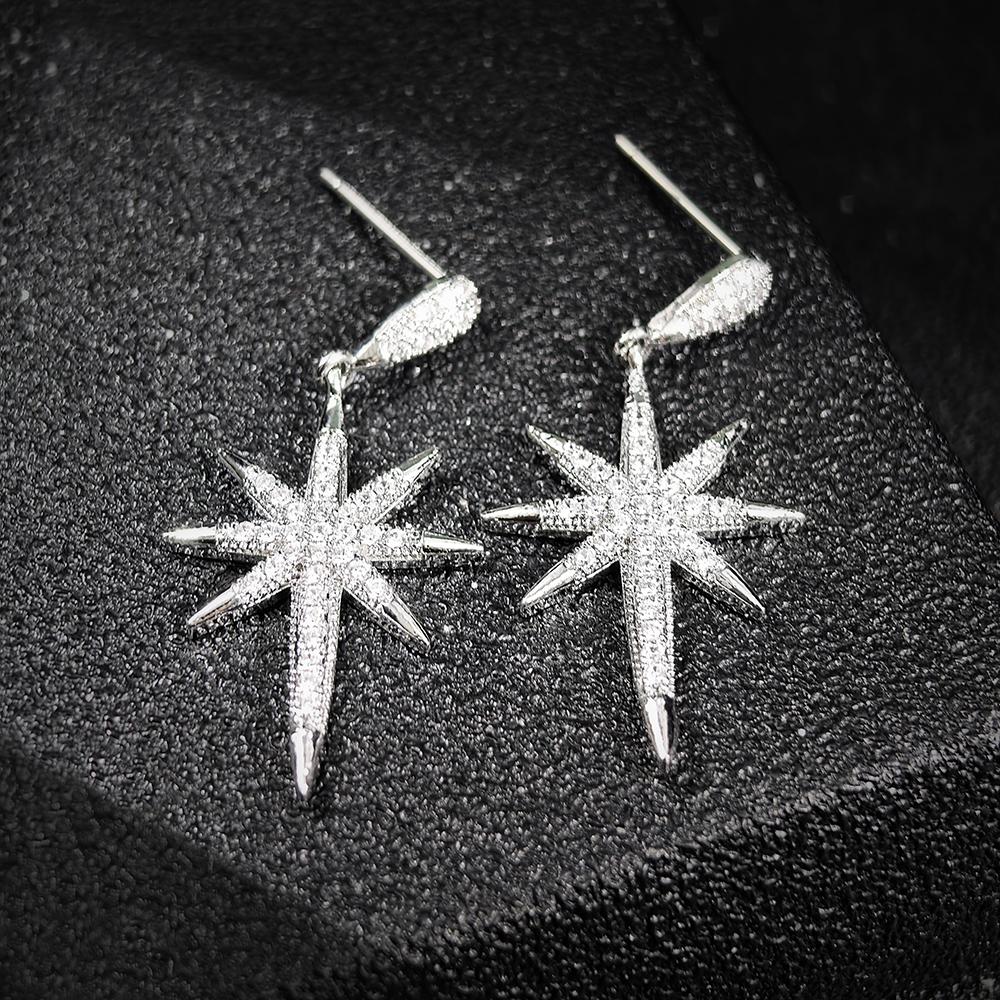 2025 New Luxury Star-shaped Design Silver Color Korean Earrings for Women Anniversary Gift Jewelry Wholesale E5890