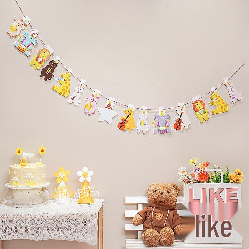 Birthday Pull Flag Banner for Baby Party Decorations - Boy & Girl Pennant