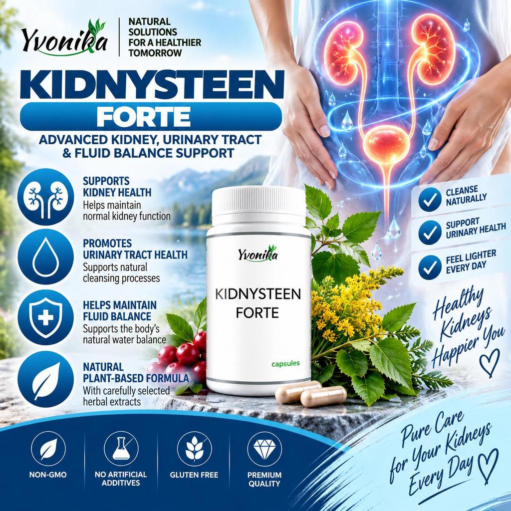 Yvonika Kidnysteen Forte – Advanced Kidney, Urinary Tract & Fluid Balance Support, 30 Capsules