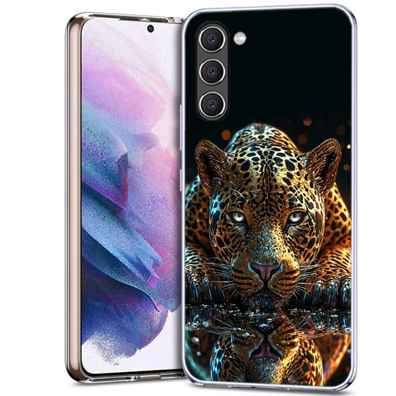 Cheetah and Illusion Diamond Gem Phone Case for Samsung A54 A14 A24 A34 A17 A37 A57 A55 A35 A25 A15 A13 A23 A33 A53 A07 A05S A04