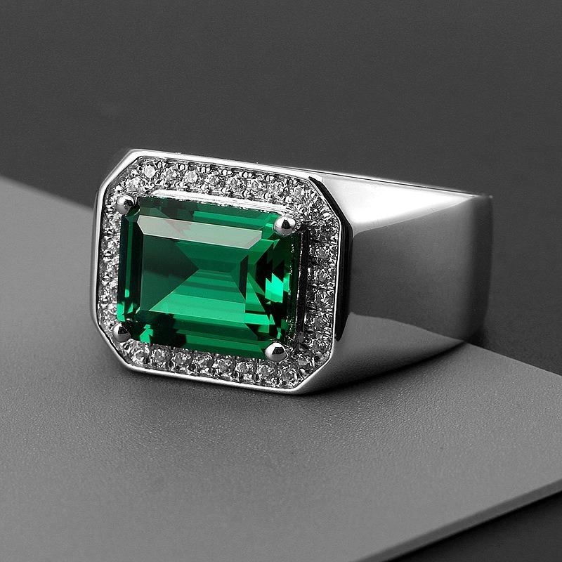 Sace Gems Classic Copper Alloy Men's Zircon with Adjustable Openings Plated In Blue and Green Wedding Promise Party Gift  Open