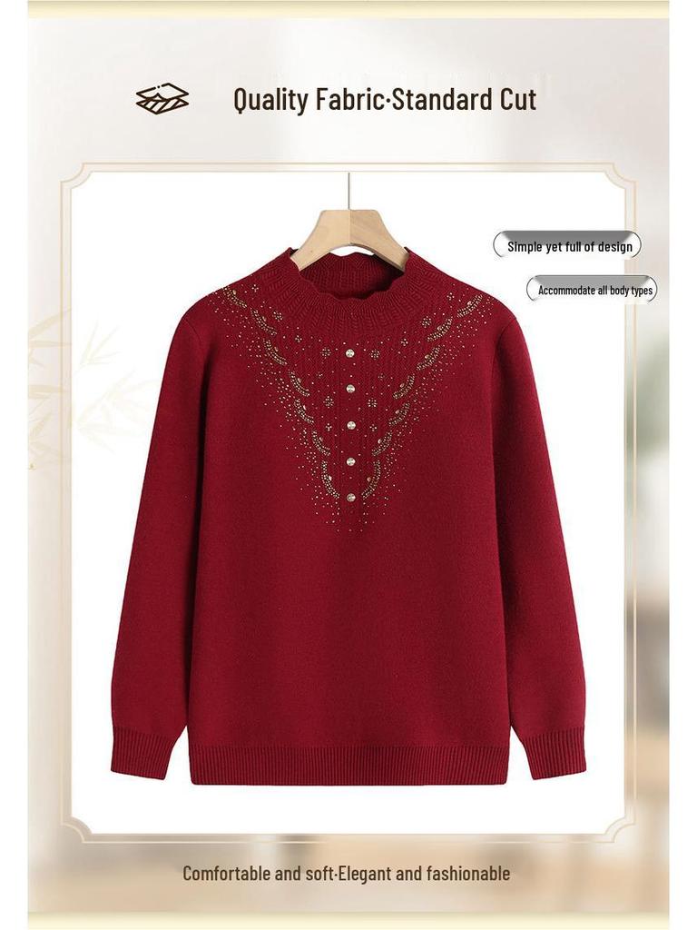 2024 Winter Fleece One-Piece Base Layer: Warm Fashion Sweater for Middle-Aged and Elderly Women