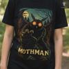 Mothman Shirt Red Eyes Cryptid Black Tee Vintage Horror Shirt Gothic Retro Monster Art Gift For Paranormal Fans
