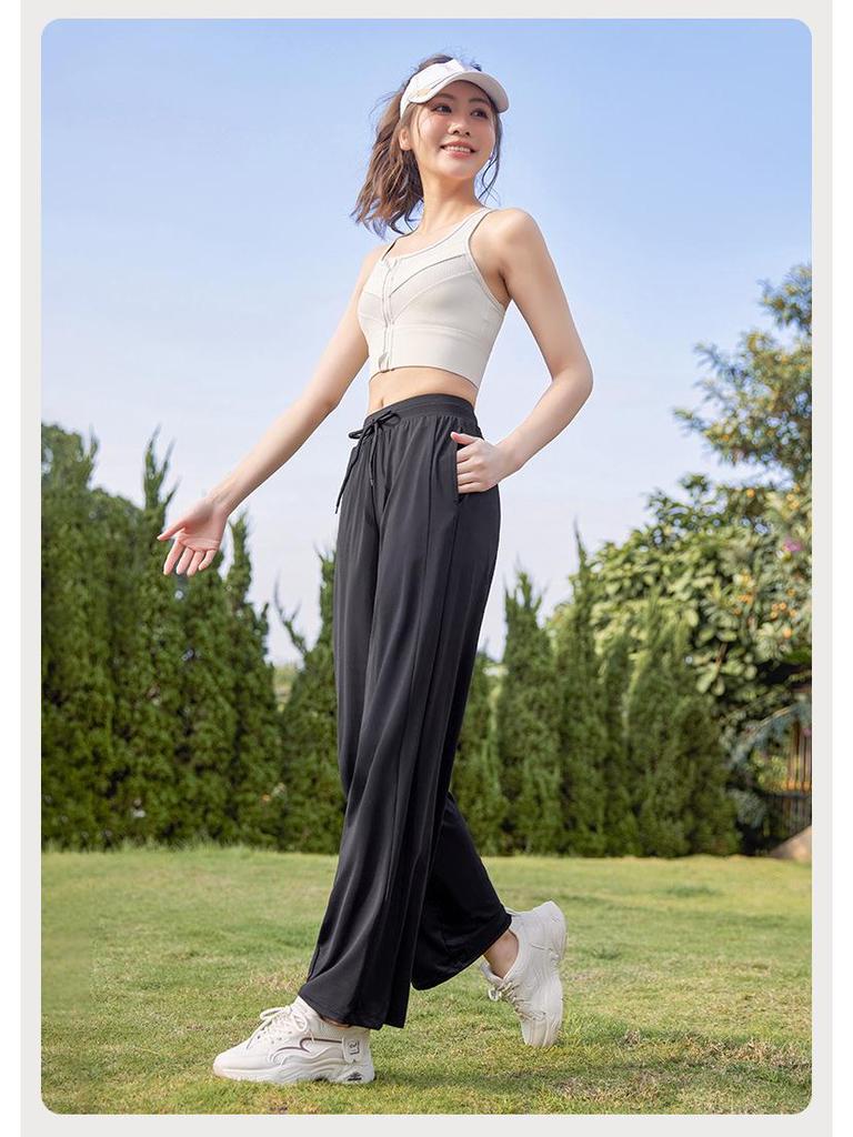 Plus Size Women's Sun Protection Nylon Draping Pants - Spring/Summer Casual Straight-Leg Slimming Wide-Leg Ice Silk.