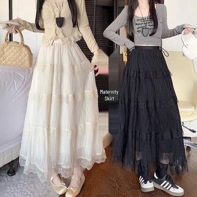 2026 Summer Korean Lace Maternity Skirt L