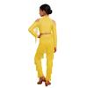Set de pantaloni cu franjuri pe straturi pentru fete Talie elastică Crop top cu strasuri strălucitoare Ținută Latină