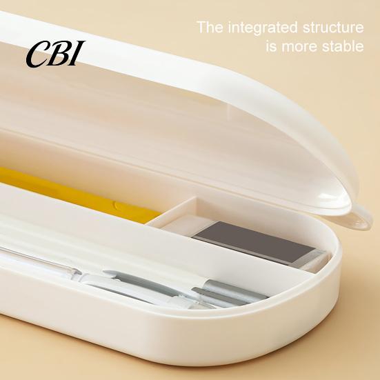 Compartment Pencil Holder Large Capacity Case with Compartments, Macaron Color Plastic Stationery Storage Box Box, Portable Student Pen Bag for School