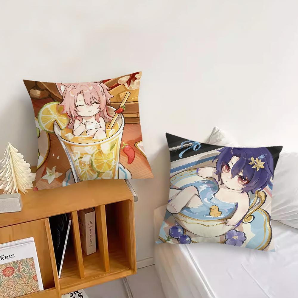 Gra Honkai Star Rail Kreskówkowa poszewka na poduszkę Poszewka na poduszkę Dekoracja Pokój Dom Sofa salon Biuro Samochód Skandynawska Prostota