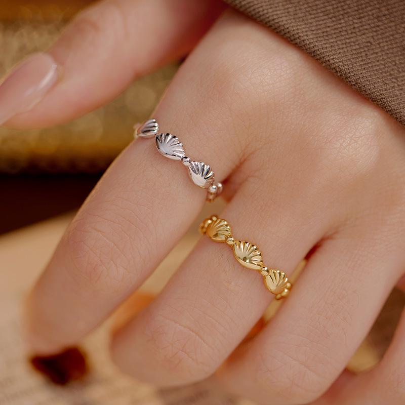 Banyan Tree S925 Silver Shell Ring - Korean Fashion Open Index Finger Design for Women