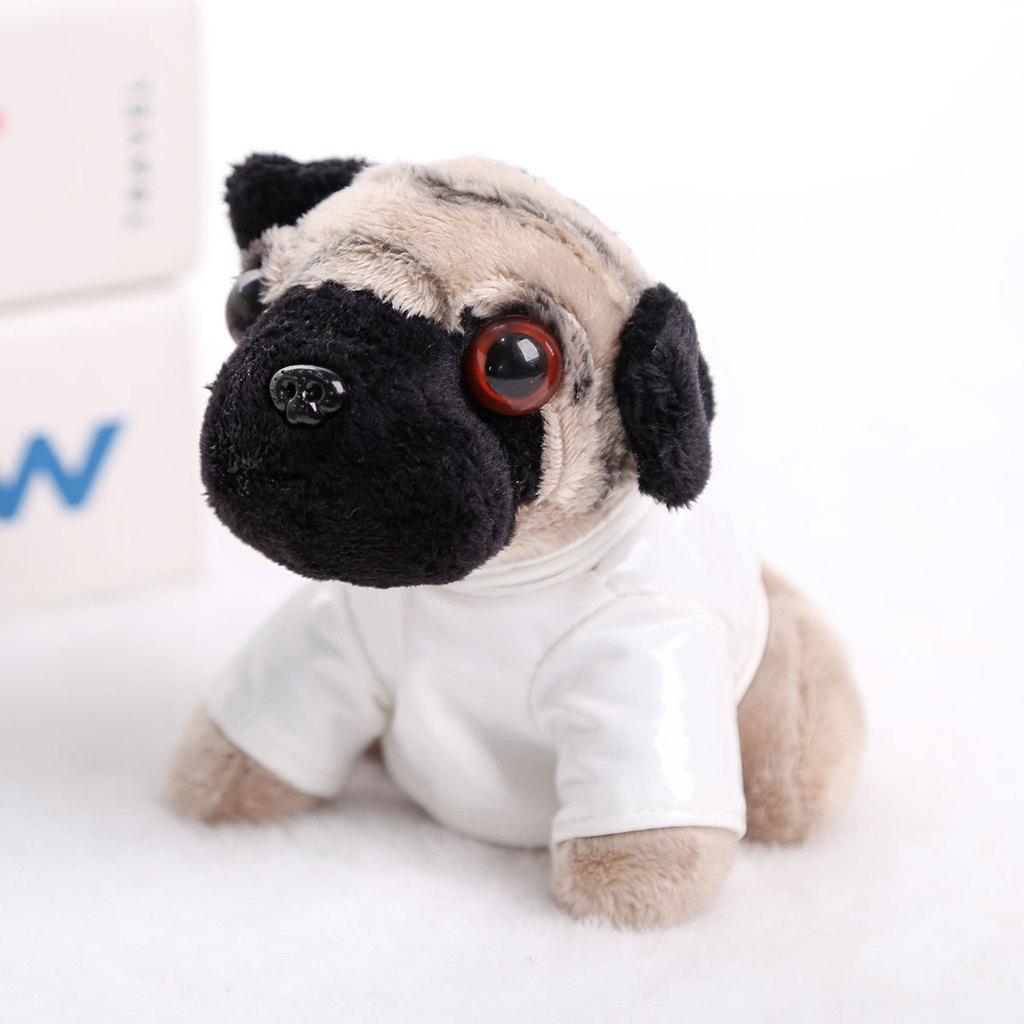 

Плюшевая брелок-брелок в форме мопса из короткого плюша, для подарка и аксессуара к сумке белый