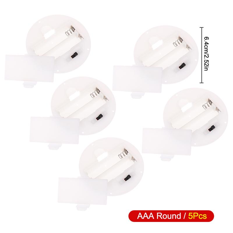 1/5Pcs 2 Aaa/Aa 3V Battery Case With Switch Cover Round Embedded Battery Holder Battery Storage Boxes Switch Socket Container
