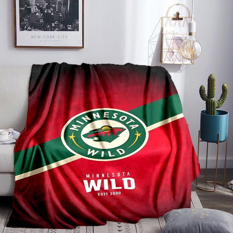 Minnesota-Wild Hockey Team Throws Blanket Flannel Blankets Plush for Couch Bed Gifts for Men Women Travel picnic blanket Christmas fan gifts