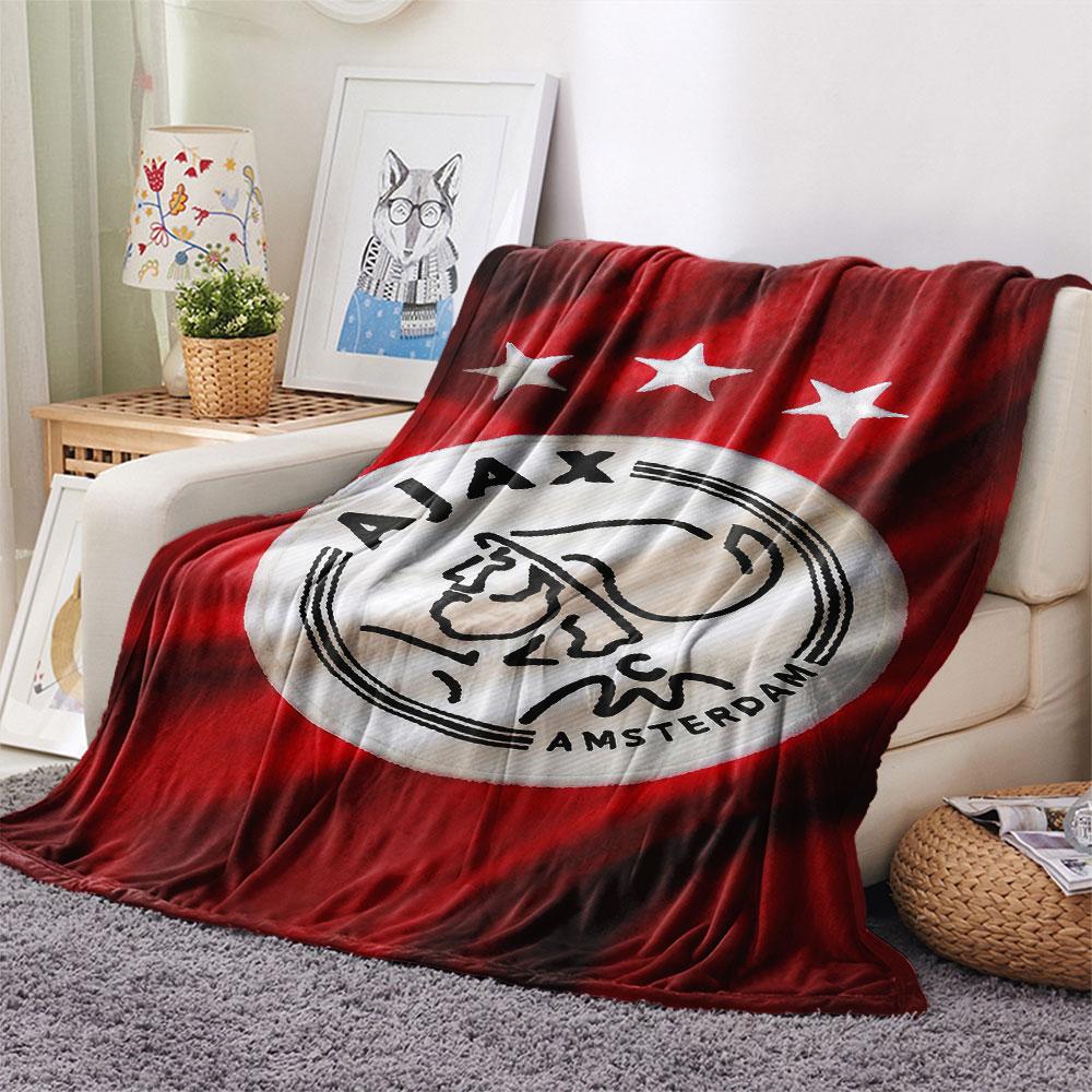 AFC Ajax Printed Flannel Blanket, soft throw for bedroom sofa, washable, fan merchandise, great gift.