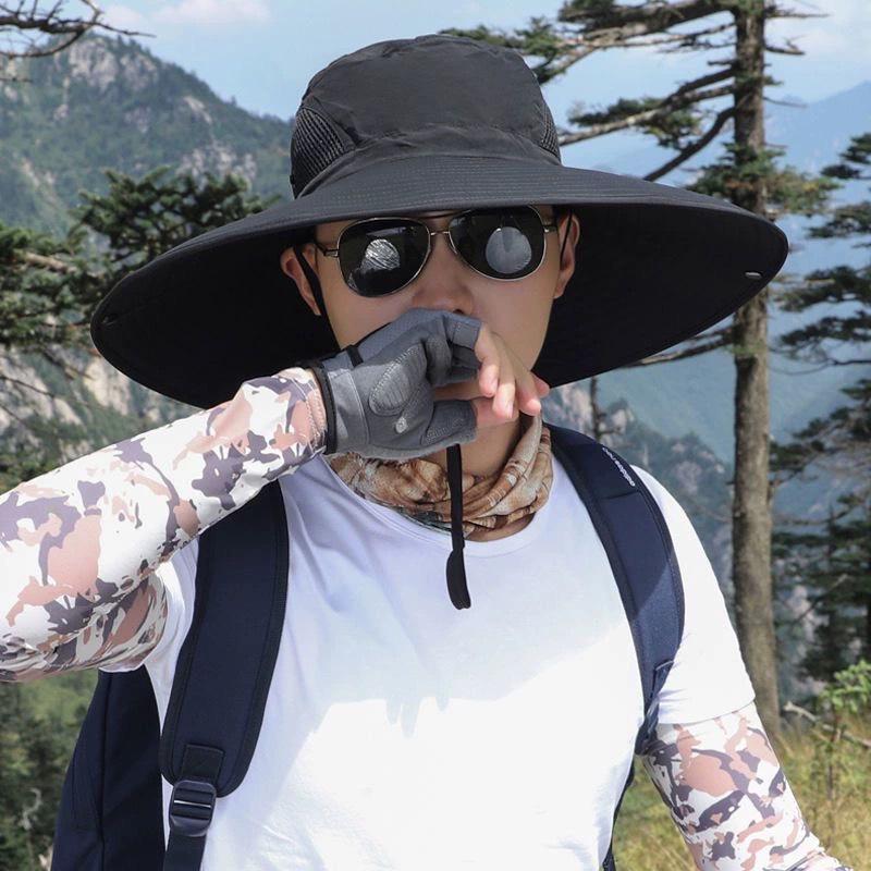 

15cm Brim UV Protection Sun Hat with Face Cover for Outdoor Climbing & Fishing