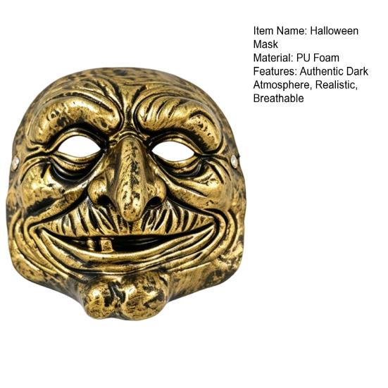 Accessoire d'Halloween Masque de Clown Vintage, Accessoire Effrayant Or Argent Atmosphère Sombre Masque de Fête pour Fête, Costume de Mascarade Effrayant Hanté