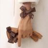 Soft 2 Finger Flip Gloves Bow Windproof Finger Mittens All-Match Women Anti-cold Mittens  Skiing